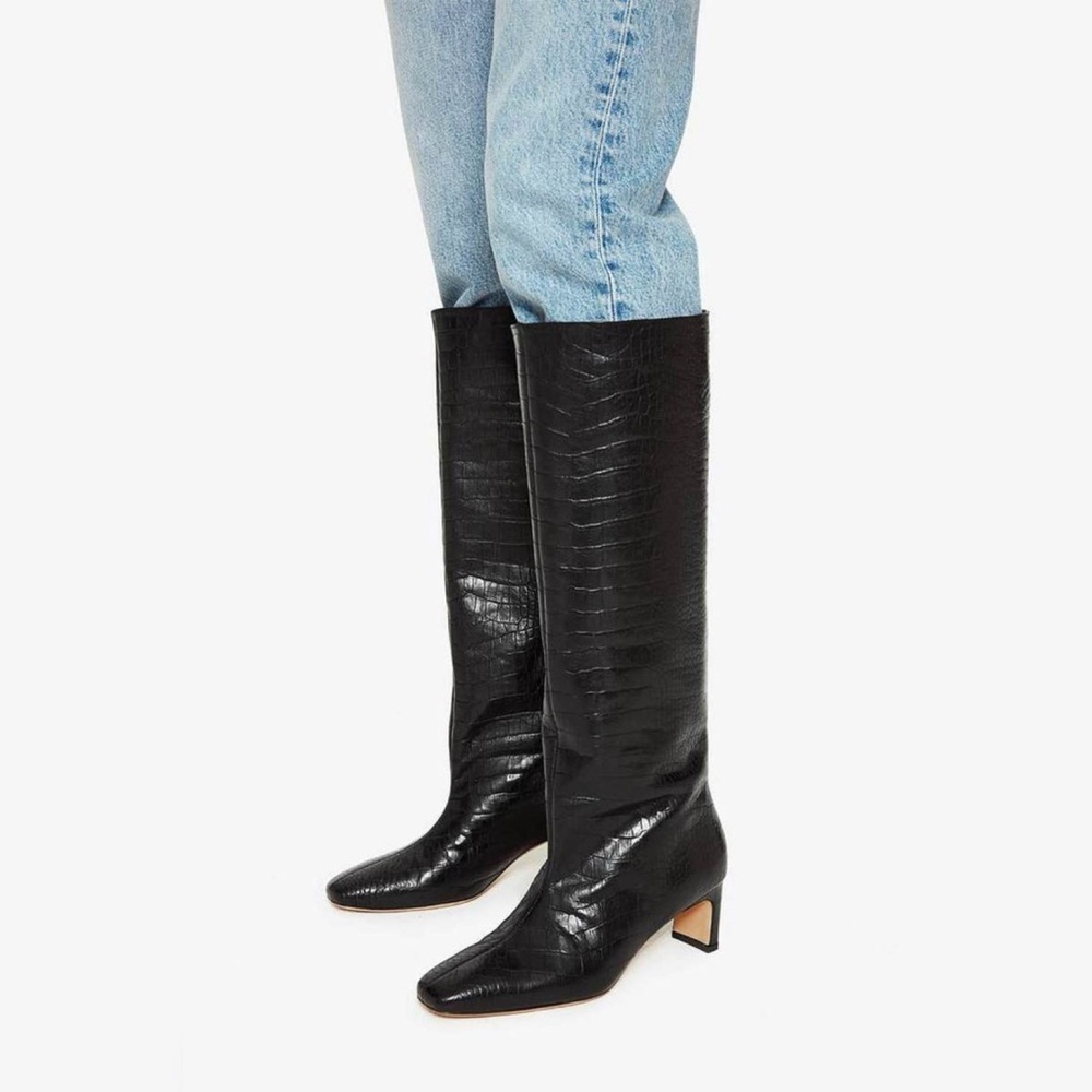 NEW Anine Bing Felicia Boots in Black Croc - Picture 5 of 15